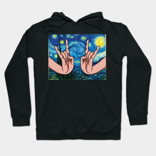 Japanese Rock Hands In The Starry Night Hoodie